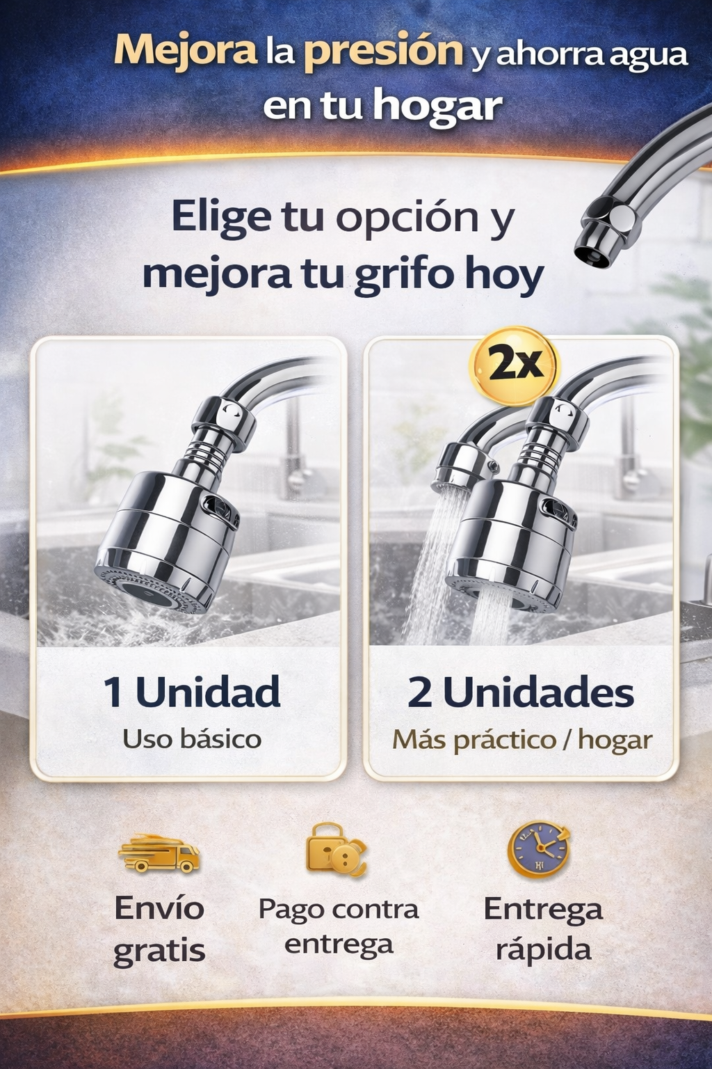 AquaFlex 360™ – Extensor de Grifo Giratorio Pack x2